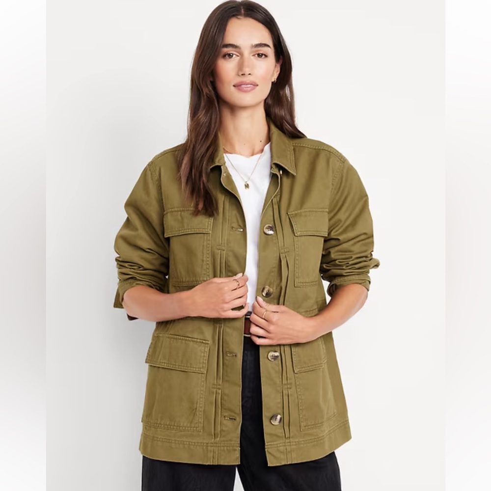 Old Navy Olive Utility Jacket with Patch Pockets